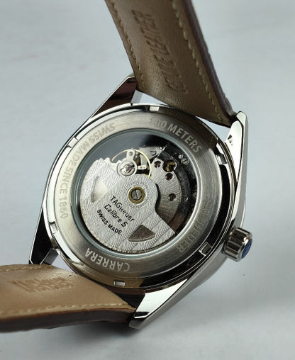 TG Huer Carera Calibre 5 Brown Leather Strap Watch