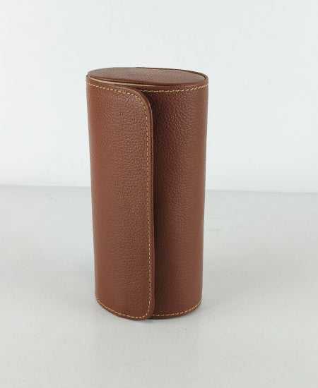 1.1 brown 3-Slot Watch Travel Case – Premium Leather Organizer