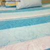 Premium Cotton Bedsheet Sky Strips with flora print
