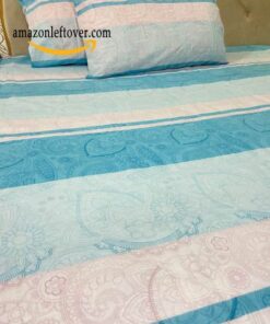 Premium Cotton Bedsheet Sky Strips with flora print