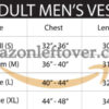 adult men vest size