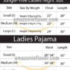 Jungle Tree women size chart