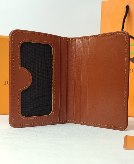 Junglee Tree Black Smart Brown Leather Card Holder 003