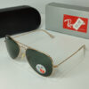 RayB Aviator Polarized Golden Green Sunglasses