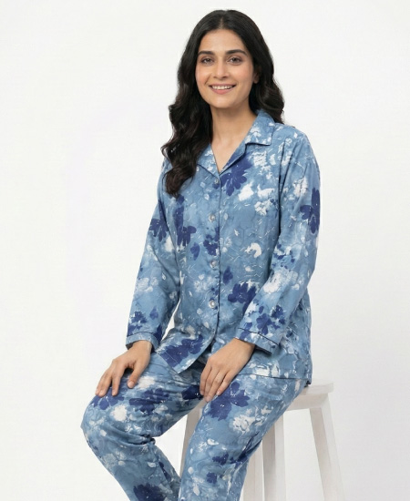 Jungle Tree Night Suit Aqua Flora - Image 2