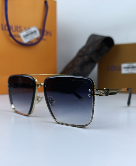 LV Sunglasses Square Golden Black