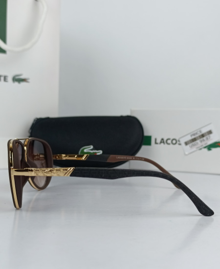 Lacoste Aviator Sunglasses Golden Brown - Image 5