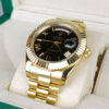 Rolex Day Date Watch Yellow Gold Black Dial Roman 228238