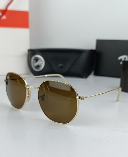 Ray Ban Sunglasses Geometric Golden Brown