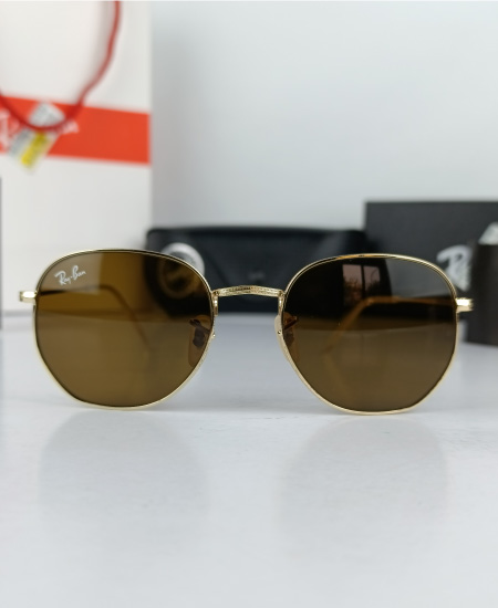 Ray Ban Sunglasses Geometric Golden Brown - Image 3