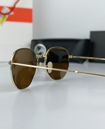 Ray Ban Sunglasses Geometric Golden Brown - Image 4