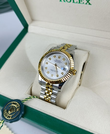 Rolex Datejust 2 tune watch Silver Diamond Dial 126234 - Image 4