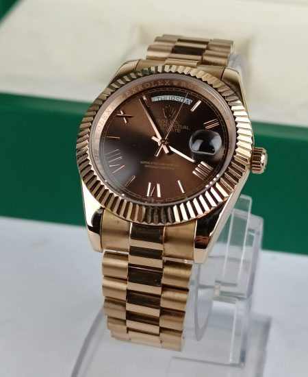 Rolex Day Date Watch Rose Gold Chocolate Dial Roman 228238