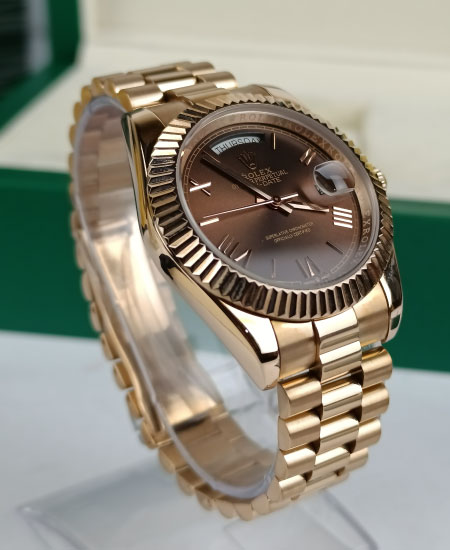 Rolex Day Date Watch Rose Gold Chocolate Dial Roman 228238 - Image 4