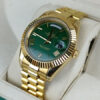 Rolex Day Date Watch Yellow Gold Green Dial Roman 228238