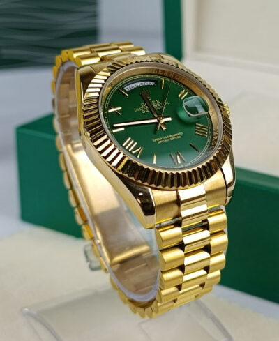 Rolex Day Date Watch Yellow Gold Green Dial Roman 228238 - Image 3