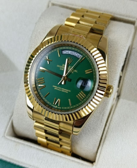 Rolex Day Date Watch Yellow Gold Green Dial Roman 228238 - Image 4