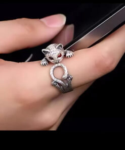 Jungle Tree 925 Sterling Silver Cat Rings