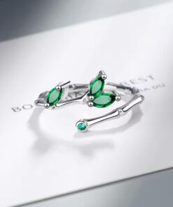 Alternative view of Jungle Tree 925 Sterling Silver Green Leaf Rings