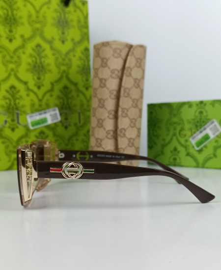 Gucci Women Coffee Sunglasses GG011 - Image 7