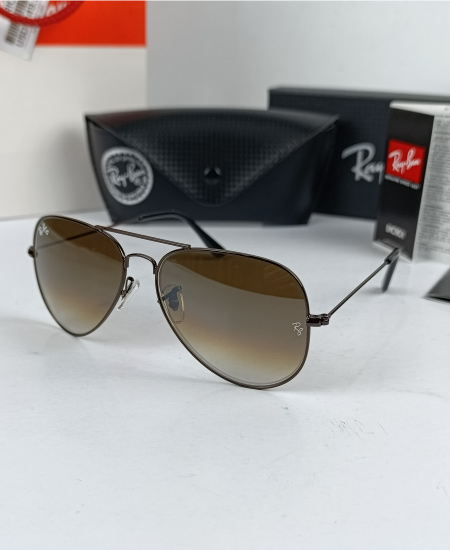 Ray Ban Sunglasses Aviator Gun Metal Brown