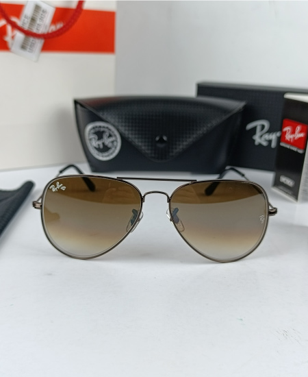 Ray Ban Sunglasses Aviator Gun Metal Brown - Image 3