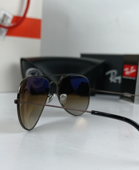 Ray Ban Sunglasses Aviator Gun Metal Brown - Image 4