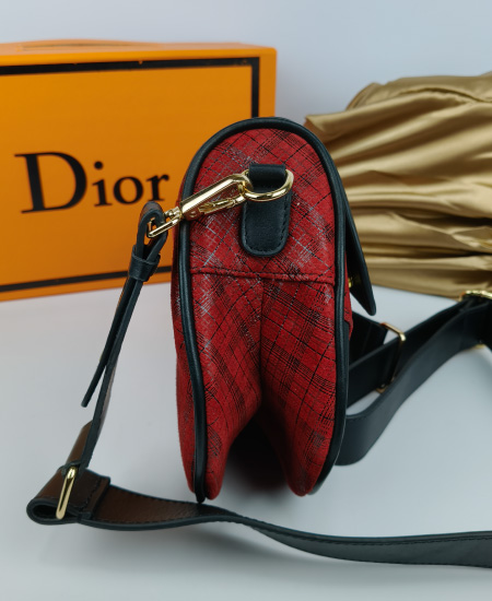 1.3 DIOR Saddle Red Leather Handbag - Image 5