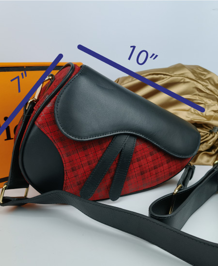 1.3 DIOR Saddle Red Leather Handbag - Image 3