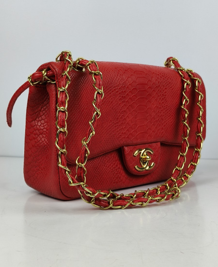 Chanel Red Snake Double Flap Bag