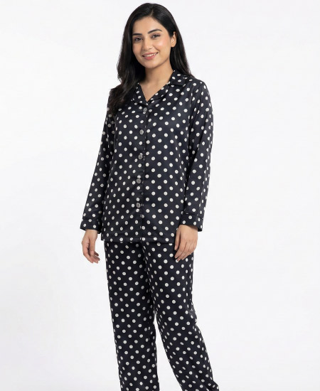 Black Polka Dots Night Suit Zara Women's - Image 2