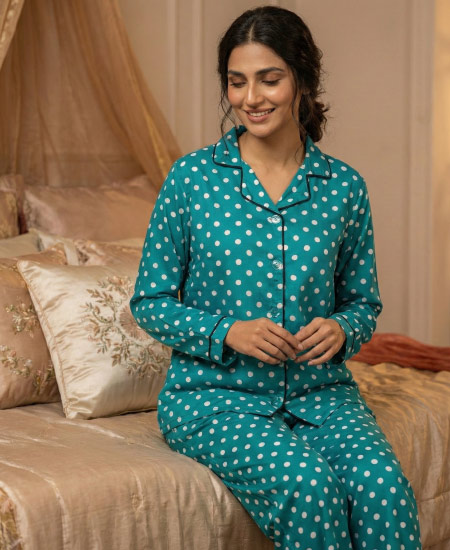Green Polka Dots Night Suit Zara Women's - Image 5