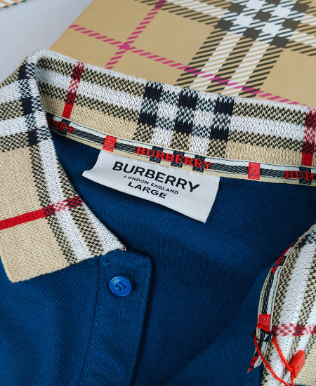 Burberry Ocean Blue Polo Shirt - Image 6