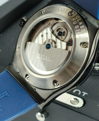 Hublot Watch Black Fusion Skeleton Blue Strap - Image 4