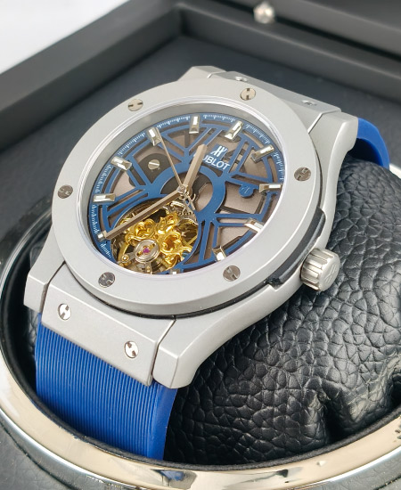 Hublot Watch Matte Fusion Skeleton Blue Strap