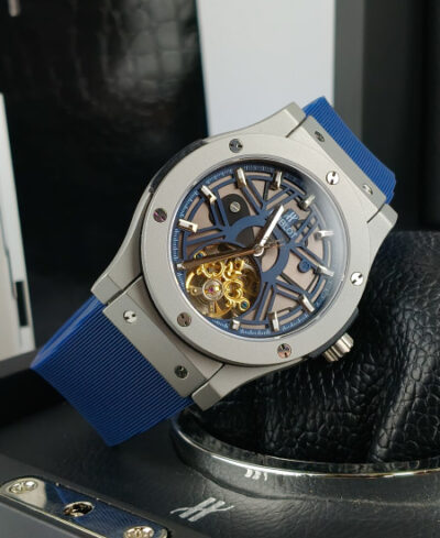 Hublot Watch Matte Fusion Skeleton Blue Strap - Image 4