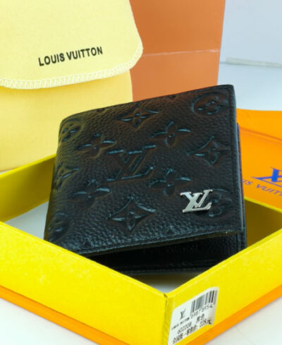 LV Men's Leather Wallet Black 220 - Image 4