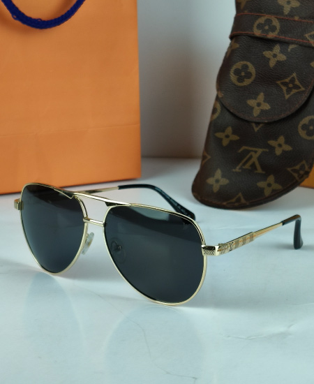 LV Sunglasses Golden Black Aviator LV43