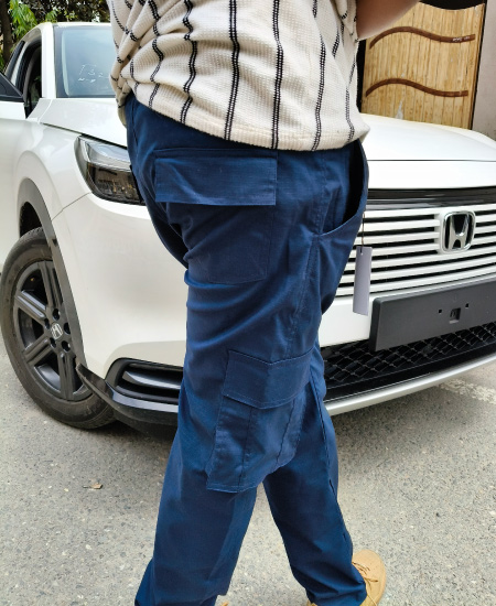 Zara Self Blue Cargo Trousers - Image 4