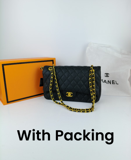 CHANEL Chevron Classic Black Handbag