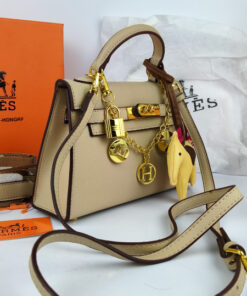 Hermes Mini Kelly Handbags Beige