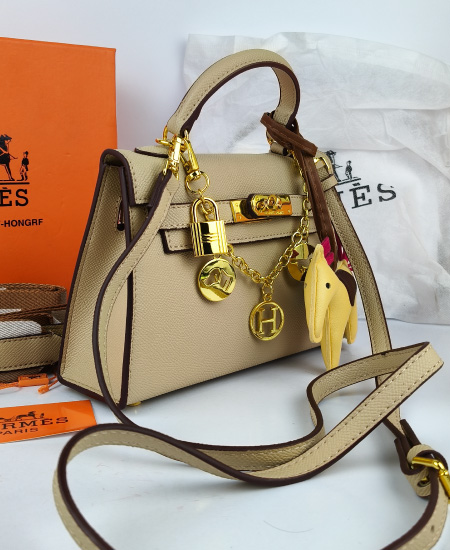 Hermes Mini Kelly Handbags Beige