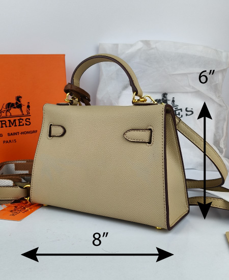 Hermes Mini Kelly Handbags Beige - Image 5