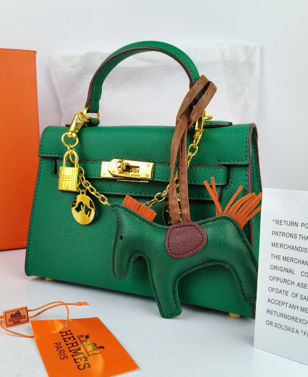 Hermes Mini Kelly Handbags Olive Green
