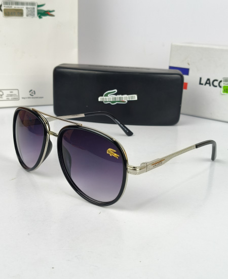 1.2 Lacoste Silver Black Aviator Sunglasses Lac07