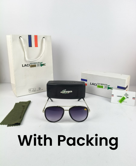 1.2 Lacoste Silver Black Aviator Sunglasses Lac07 - Image 2
