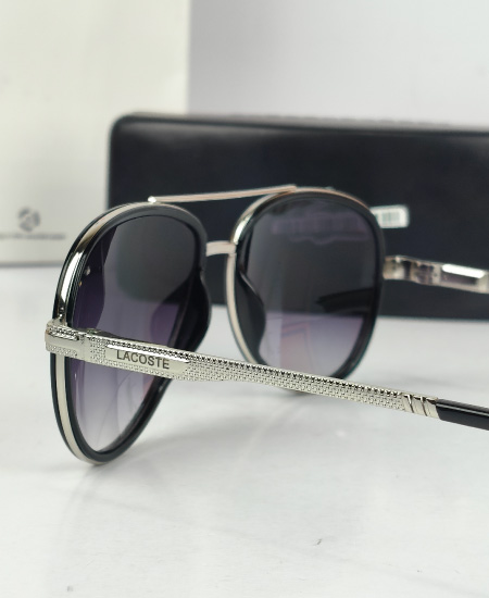 1.2 Lacoste Silver Black Aviator Sunglasses Lac07 - Image 4