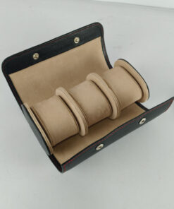 Luxury 3 slot leather watch travel case with watches inside